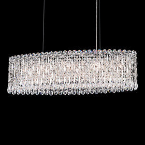Sarella Linear Chandelier, 12-Light, Polished Stainless Steel, Clear Swarovski Crystal, 36"W (RS8340N-401S 1HZWJV)