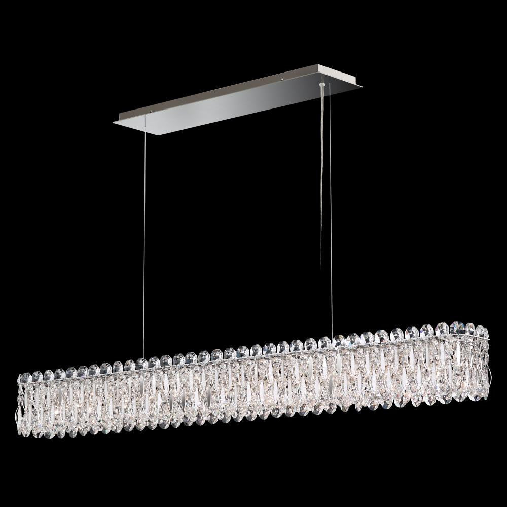 Sarella Linear Chandelier, 11-Light, Polished Stainless Steel, Clear Swarovski Crystal, 47.5"W (RS8352N-401S 1J5UYA)