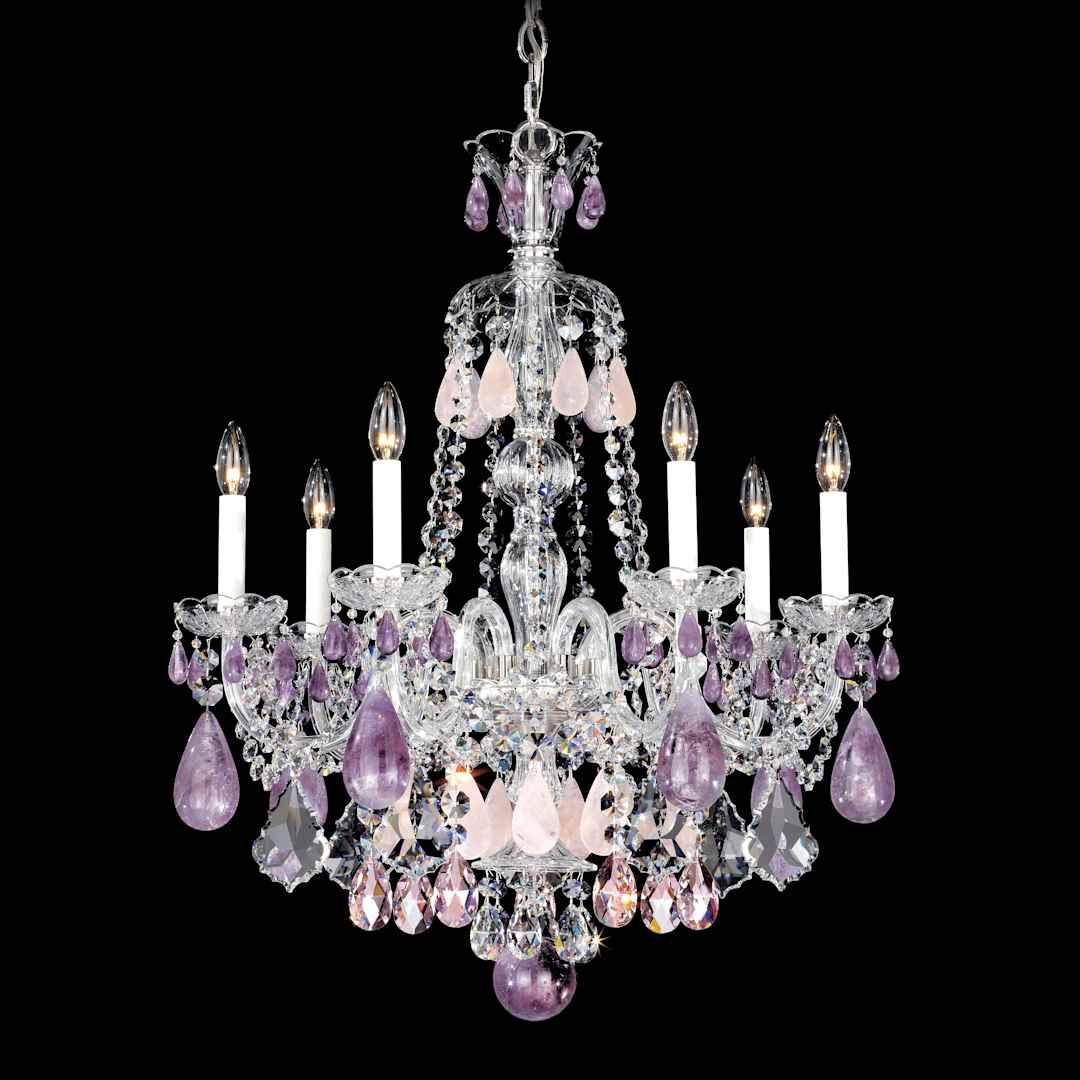 Hamilton 7 Light 24" Wide Crystal Chandelier with Black Rock Crystals