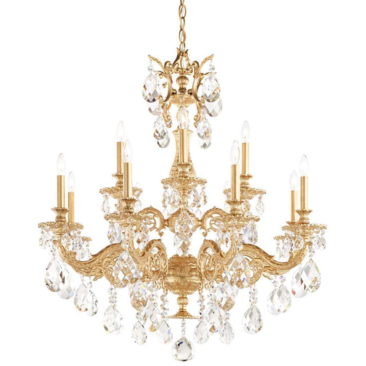 Milano 12 Light 33" Wide Crystal Chandelier with Clear Optic Crystals