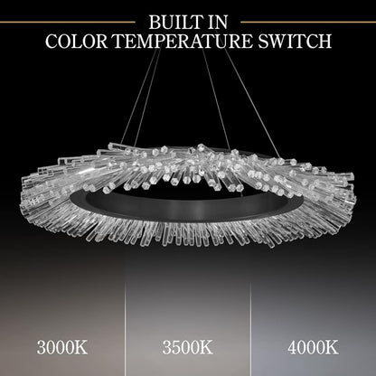 Benediction 37" Wide LED Crystal Ring Chandelier with Clear Optic Crystal