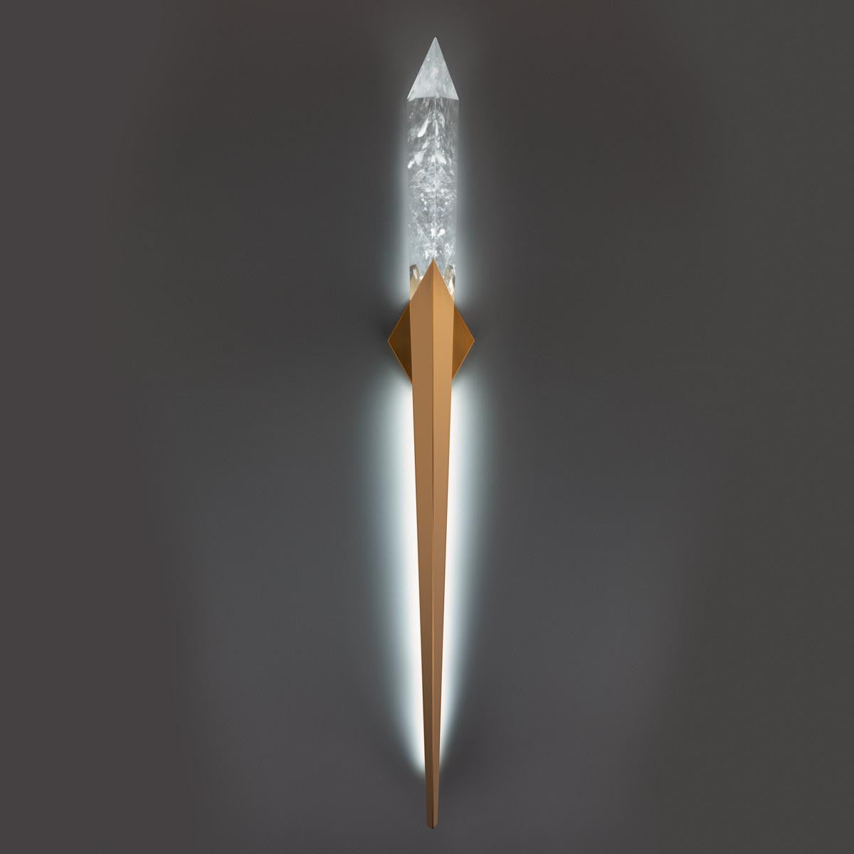Solitude Wall Sconce, Integrated LED, Aged Brass, Optic Haze Quartz (BWS31270-AB YUEX014CYY)