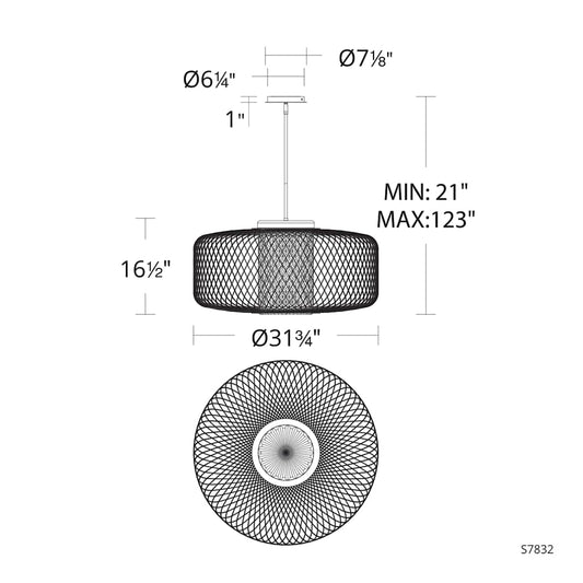 Kodo 32" Wide LED Drum Chandelier
