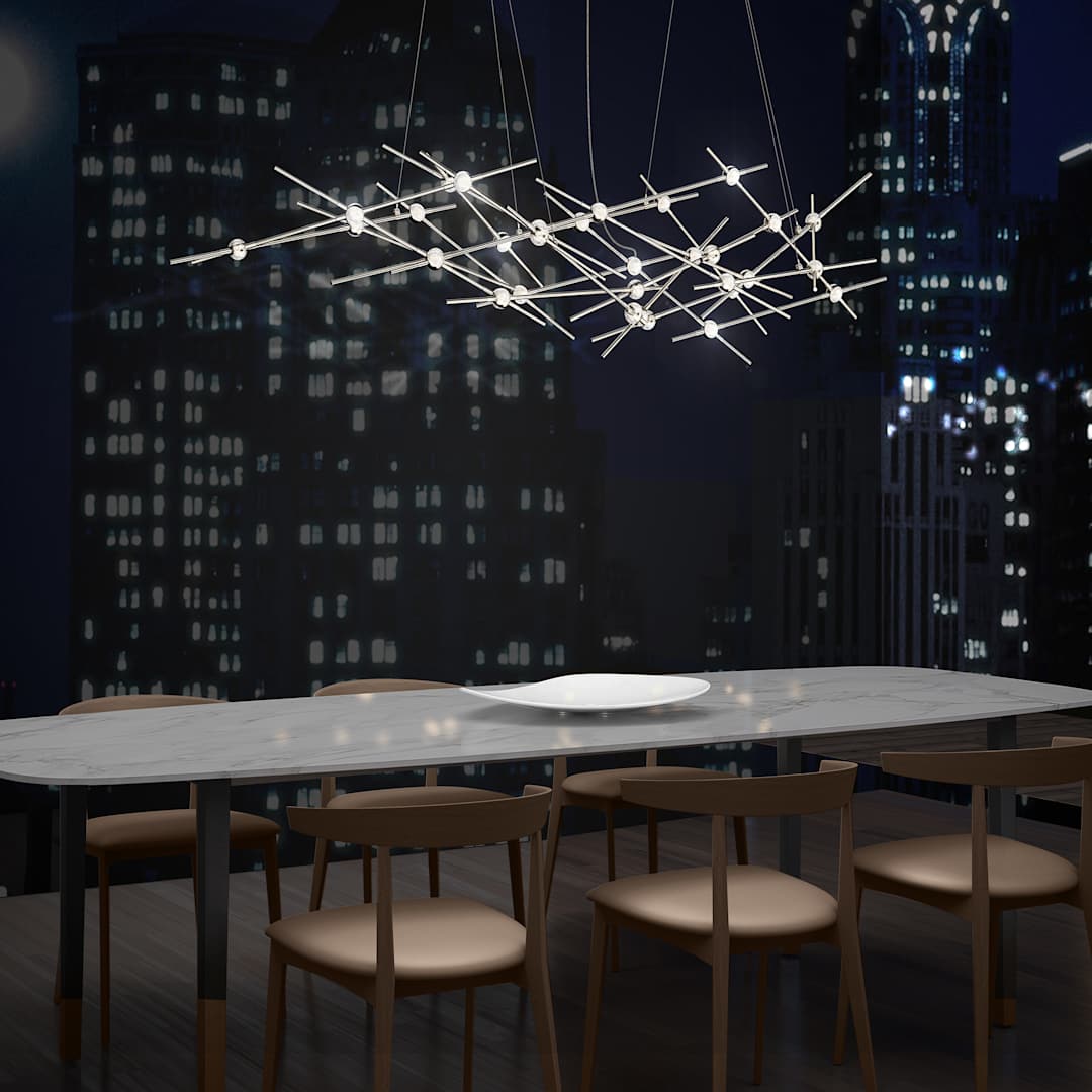 Constellation Ursa Minor 25 Light 55" Wide LED Abstract Chandelier with White Acrylic Shades