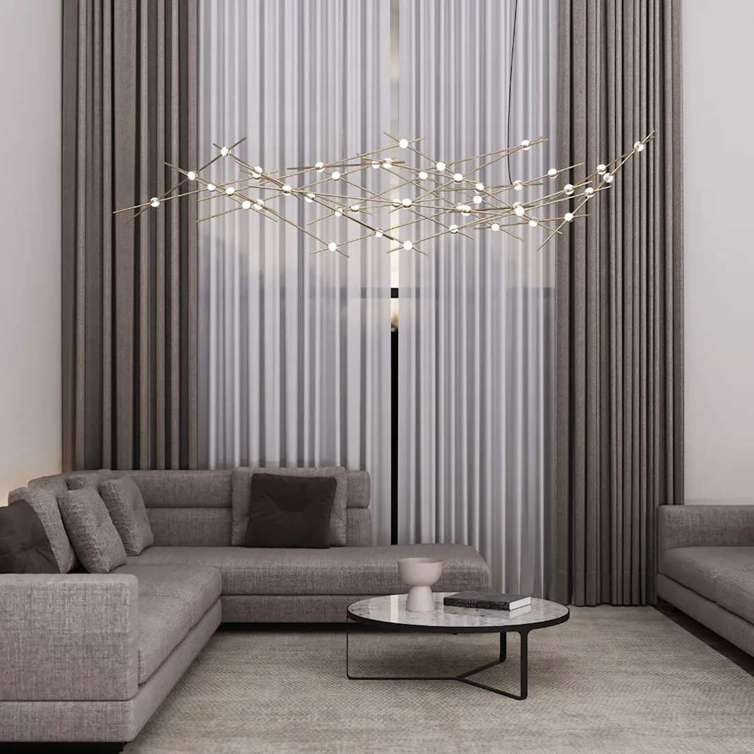 Constellation Ursa Major 44 Light 93" Wide LED Abstract Chandelier with White Acrylic Shades