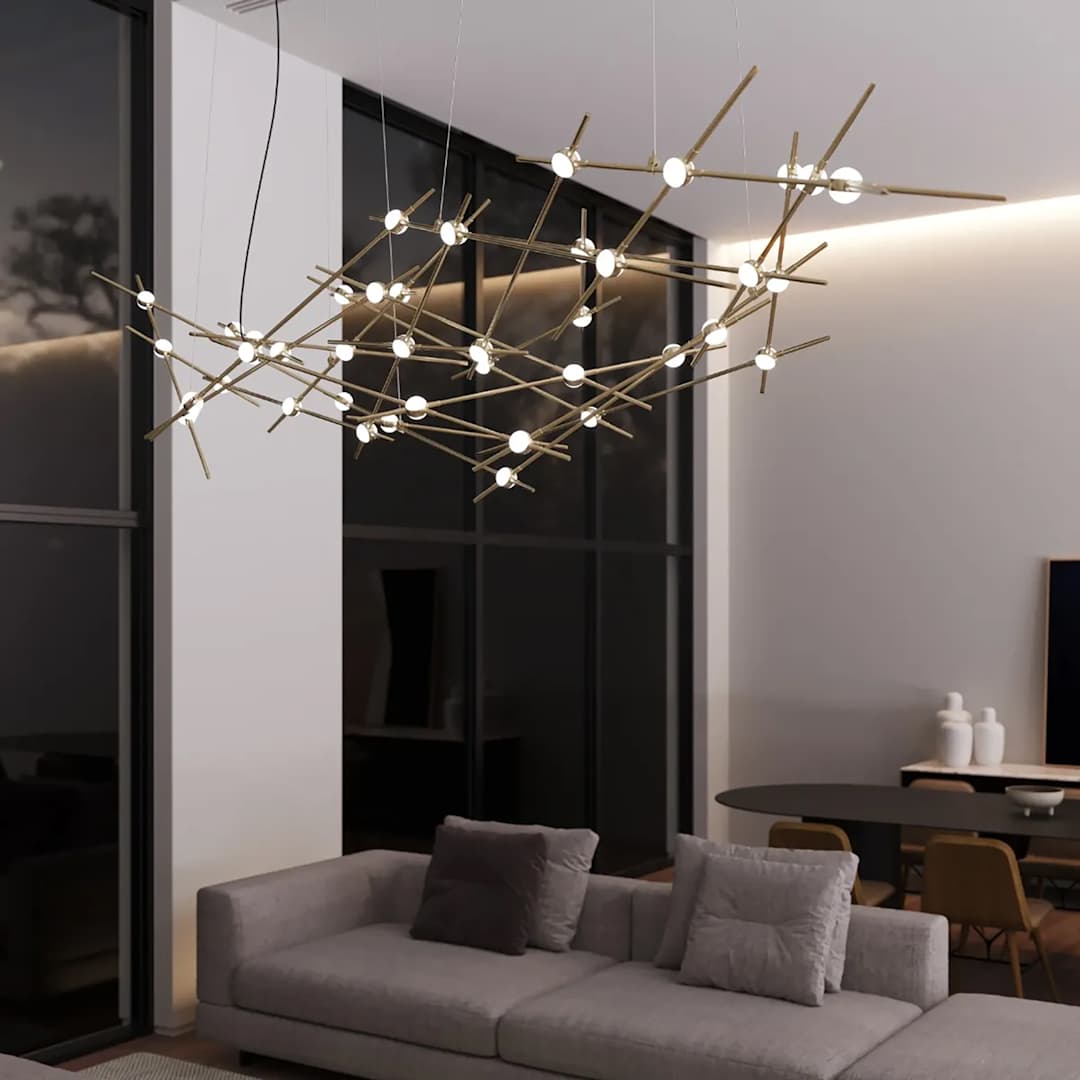 Constellation Ursa Major 44 Light 93" Wide LED Abstract Chandelier with White Acrylic Shades