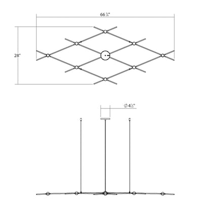 Constellation Aquarius Minor 9 Light 67" Wide LED Chandelier with Faceted Acrylic Shades