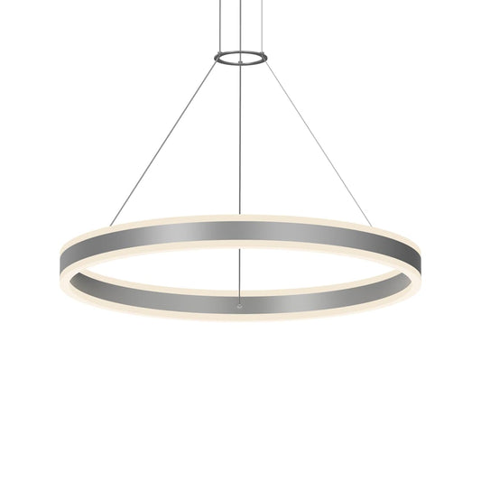 Double Corona 32" Wide Integrated LED Ring Chandelier with Acrylic Shades