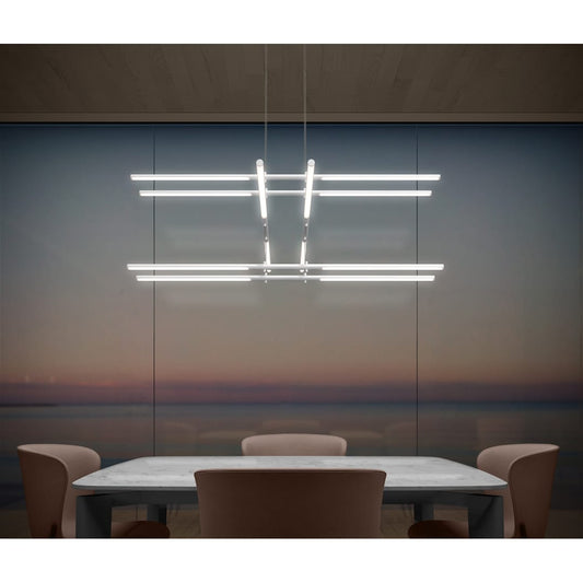 Tik-Tak 47-1/2" Wide LED Three Tier Linear Chandelier with Optical Acrylic Shades