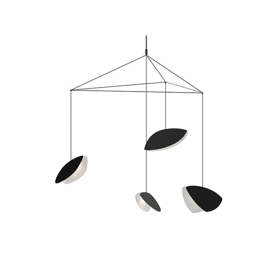Papillons 4 Light 54" Wide LED Suspension Multi Light Pendant with Black Shades