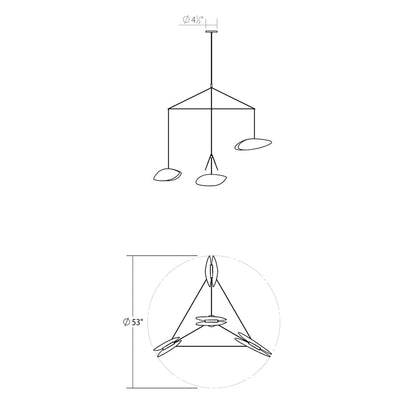 Papillons 4 Light 54" Wide LED Suspension Multi Light Pendant with Black Shades
