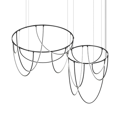 Suspenders 82" Wide LED Offset Ring Chandelier