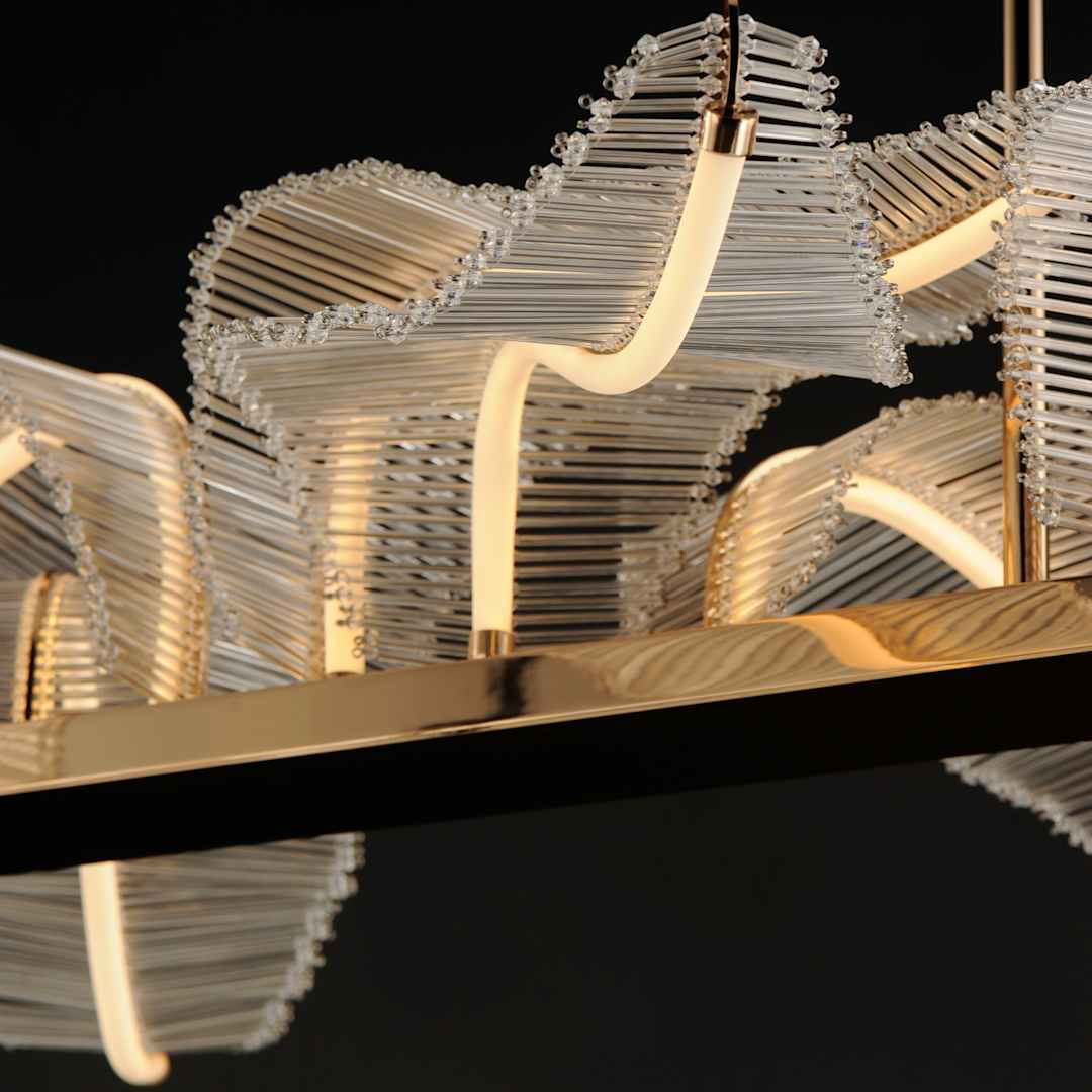Lillet 61" Wide LED Crystal Abstract Chandelier with Beveled Crystal Shades