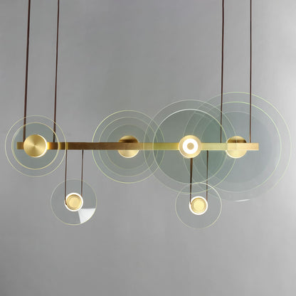 Stratum 61" Wide LED Abstract Chandelier with Clear Glass Shades