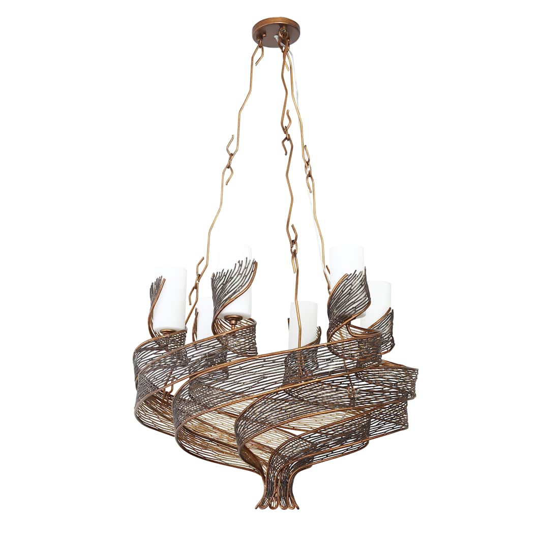 Flow 6 Light 29" Hand Forged Recycled Steel Chandelier