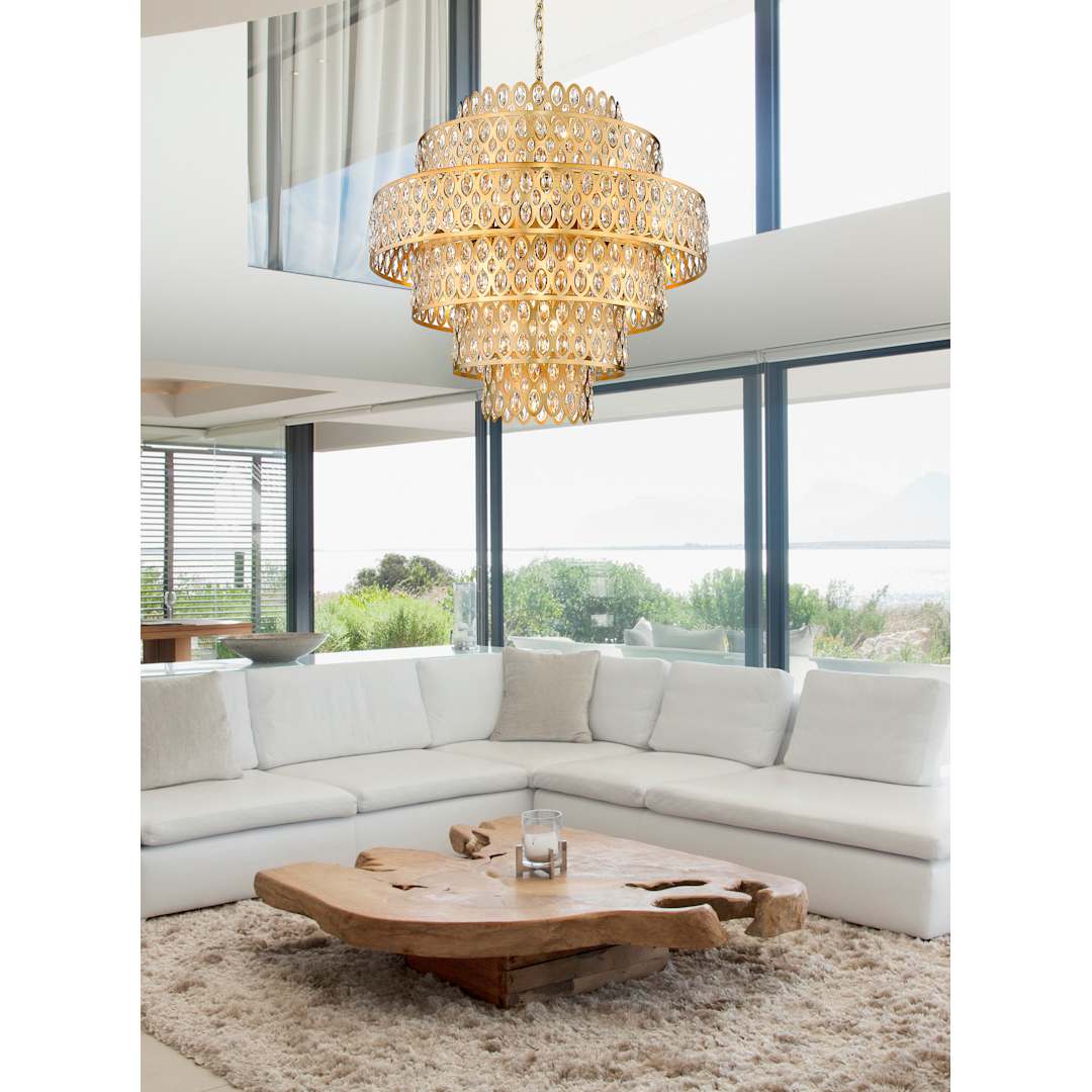 Dealey 17 Light 33" Wide Crystal Waterfall Chandelier